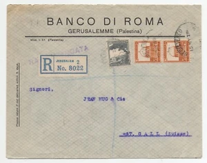 Palästina Jerusalem über Haifa, Hejaz Railway 1928 to suisse reg commerce cover.. - Bild 1 von 2