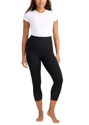 Leggings elásticos de algodón Skimmer Gloria talla grande para mujer Yummie, negros, 1X Foto 1 de 4