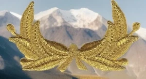 Metallic Gold Lorbeer Kranz Wappen SCA Stickaufnäher - Bild 1 von 2