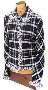 Atemberaubende St. John $ 1.995 schwarz & weiß Fransen Santana Strick Knopf Jacke-Größe 8 - Bild 1 von 14