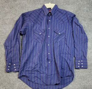ELY PLAINS WESTERN WEAR Hemd Herren Med. Lila gestreiftes Langarmshirt mit Perlendruckknopf - Bild 1 von 12