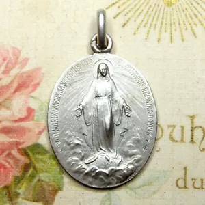 Miraculous Medal by Tricard. Saint Virgin Mary. Antique Religious Silver Pendant - Picture 1 of 4