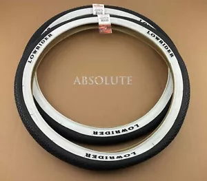 PAIR OF WHITEWALL LOWRIDER BICYCLE GENUINE DURO TIRES IN 26 X 2.125 BRICK TREAD. - Picture 1 of 1
