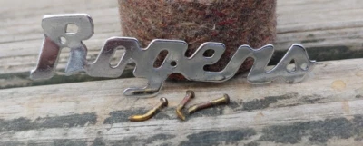 Original 1972 ROGERS SCRIPT DRUM BADGE with 3 Original NAILS - Image 1 of 4