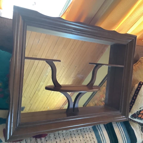 Mid Century Modern Mcm wood  Shadow Box Display Shelves Wall Mirror Cover