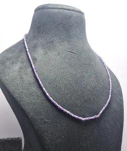 Natural Indian Blue Zircon Gemstone 3 mm Beads 925 Silver 16" Strand Necklace - Picture 1 of 8