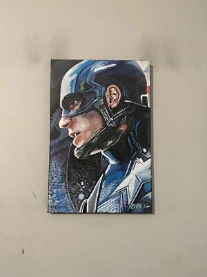 Captain America Avengers 12" x 18" Pop Art Painting Chris Cargill - Image 1 of 4