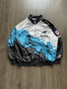 Vintage 90s Carolina Panthers Logo Athletic Splash Jacket NFL Pro Line XL - Picture 1 of 8
