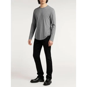 NWT Rag & Bone Mens XL Dark Gray Haydon Long Sleeve Crewneck Curved Hem - Picture 1 of 15