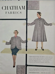 1953 Chatham Womens coats Cross dyed pink on grey vintage Fashion ad - Picture 1 of 1