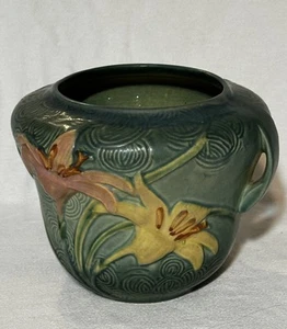 Roseville Zephyr Lily Green 1946 Vintage Art Pottery Handled Ceramic Bowl 471-6 - Picture 1 of 11