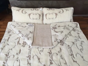 Luxus Wolle Set Bettenset Kaschmir Kamelhaar Doppelbett Bettdecke 2 Kissen 45x75 - Picture 1 of 5