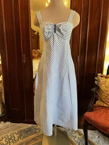 Lanz Originals Vintage Blue and White Stripe Dress Sundress 1970’s XS/S - Picture 1 of 15