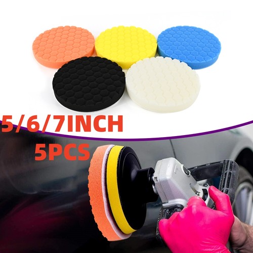SPTA Buffing Polishing Pads, 5Pc 7.5 Inch Face for 7 Inch 180mm Backing Plate, Compound Buffing Sponge Pads Cutting Polishing Pad Kit for Car Buffer Polisher Compounding, Polishing and Waxing
