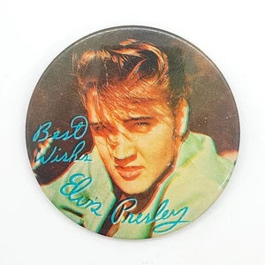 Vintage 1956 Best Wishes Elvis Presley 3" Button Fan Club Celluloid Pinback LESEN - Bild 1 von 8