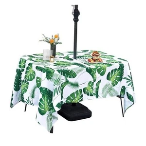 Outdoor Tablecloth Rectangle with Zipper and Umbrella Waterproof Spillproof - Picture 1 of 7