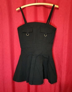 Women's Junior's Forever 21 Mini Dress Pleated Spaghetti Strap Black Medium - Picture 1 of 12