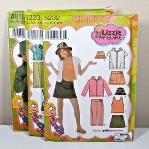 Simplicity Lizzie McGuire Pattern Lot Of 3 - Girls Assorted Styles - Sz 8 To 16 - Picture 1 of 7