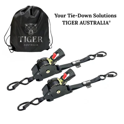 Tiger Australia® Retractable Ratchet Straps 25mm x 3m 800KG Heavy Duty 2-Pack - image 1 of 4