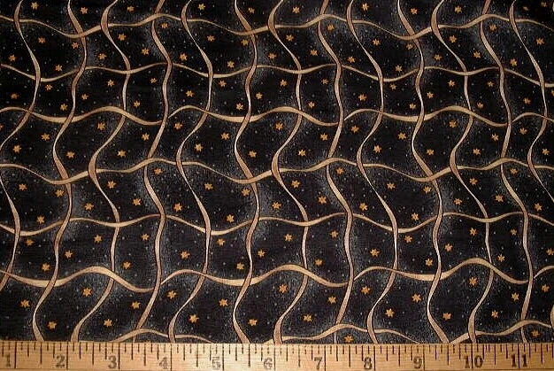 DEBBIE MUMM Fabric - Stars and Ribbons on Black - 29" REMNANT - Image 1 of 1