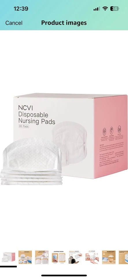 Almohadilla de lactancia de algodón orgánico natural paquete de 10 madres lactancia ecológica Foto 1 de 1