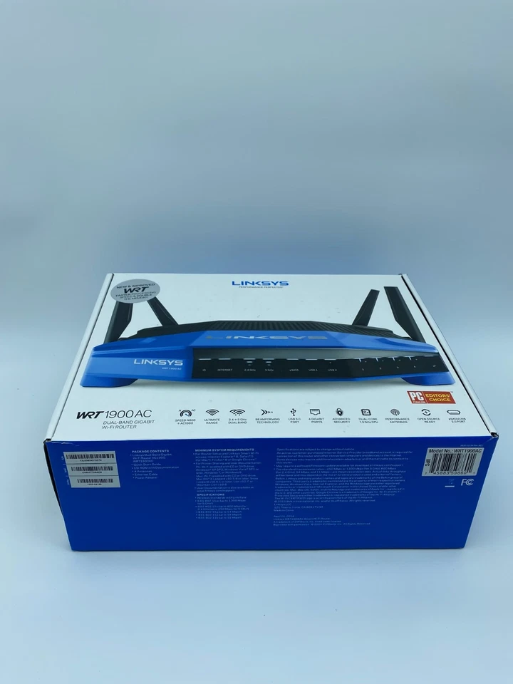 Linksys WRT1900AC Dual-Band Wi-Fi Router – 1300 Mbps, 4-Port Gigabit, NEW - Image 1 of 4