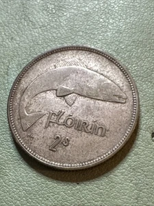 Ireland 1939 Florin Silver Coin - Salmon Reverse. Nice Example  XF Harp - Picture 1 of 8