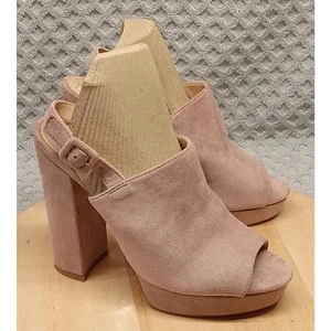 Forever 21 Chunky Open Toe Clogs Shoes 8 Rose Faux Suede - Picture 1 of 7