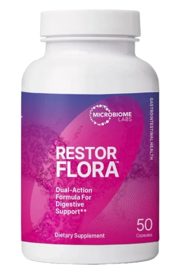 Microbiome Labs Restorflora Probióticos para la Salud Digestiva - Salud Intestinal - 50 cápsulas Foto 1 de 1