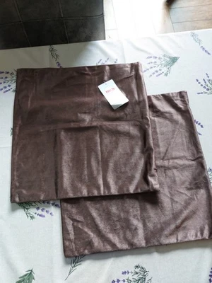 2 Kissenbezüge Kissenhüllen Braun Velour Samt Couchkissen  40x40 cm Neu - Bild 1 von 3