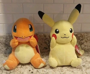 Pokémon Pikachu & Charmander 8 Zoll Lizenziertes Plüschtier Stofftier Spielzeug - Bild 1 von 9