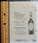 1899 Evans IPA « Yachtsman » publicité imprimée antique Evans Ale