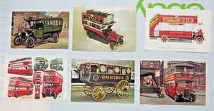 Lot of 6 Vtg Bus Trolley Postcards England transportation Doubledecker London - Picture 1 of 6