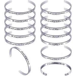 12 Pcs Christian Bracelet Engraved Bible Verse Jewelry for Women Religious Ba... - Picture 1 of 7
