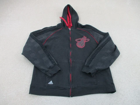Miami Heat Sweater Adult Extra Large Black Red Basketball Hoodie Adidas Men A98* Cover