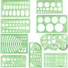 9Pcs Drawings Templates Measuring Geometric Rulers Plastic Draft Rulers TT