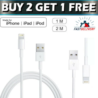1M 2M Genuine cable Charger for Apple iPhone 13 12 11 X 7 8 iPad USB Data Lead - Image 1 of 4