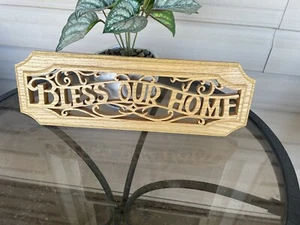 Bless Our Home~ Carved Out Wood Wall, Shelf Plaque/sign 17 L X 5.5 T Home Decor - Picture 1 of 8