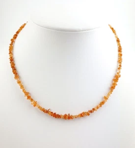 Mandarin Granat Kette Splitterkette Collier Orange 925 Silber Verschluss 45,5 cm - Picture 1 of 3