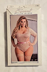 Exposed by Magic Silk Long Sleeve Teddy W/Snap Crotch Queen Size 1X-3X. - Picture 1 of 5