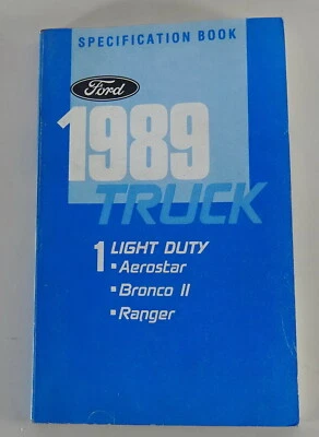 Libro Di Tabelle Ford Aerostar / Bronco II / Ranger Anno Modello 1989 - Immagine 1 di 2