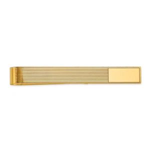 10K Solid Yellow Gold Mens Engraved Tie Clip Bar Tac - Picture 1 of 6
