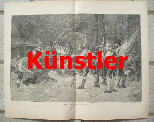 d101 1731 Jordan Kriegsrat Andreas Hofer 35x26 cm Druck  1897 !! - Bild 1 von 4