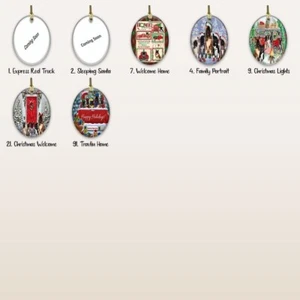 American Akita Dog Oval Glass Christmas Hanging Ornaments X-mas Tree Decorations - Picture 1 of 12