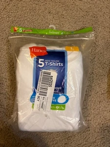 Hanes Tagless White T-shirts Large 14-16 Boys New 5 Pack - Picture 1 of 2