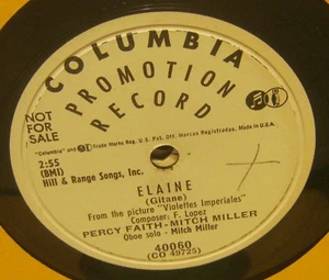 Elaine PERCY FAITH & MITCH MILLER 78 Phonograph Record PROMO COPY!! - Bild 1 von 1