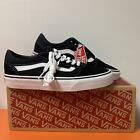 New Vans Mens Black And White Suede Canvas Shoes, Size: 6.5