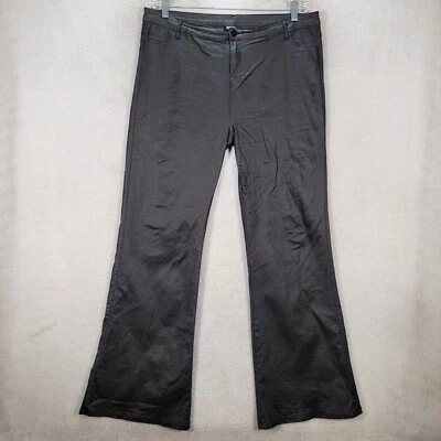 Black Faux Leather Stretch Fleece Lined Flare Trouser Womens Pants Plus Size 2XL - Image 1 of 4