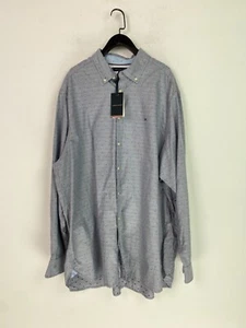 Tommy Hilfiger Grey Dot Shirt Long Sleeve Button Down Smart Casual UK 2XL NEW - Picture 1 of 13