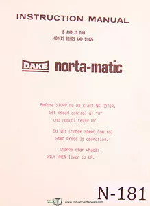 Dake Norta Matic 25 Tonnen, 51025, Presseanleitung Handbuch 1974 - Bild 1 von 1
